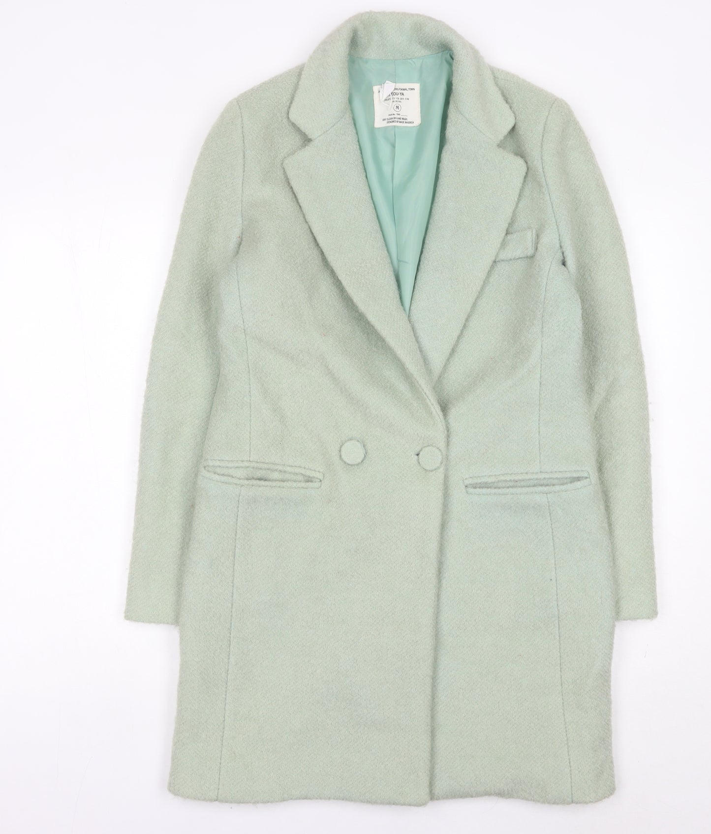YEOU-YA Womens Green Wool Mid-Length Overcoat Size M