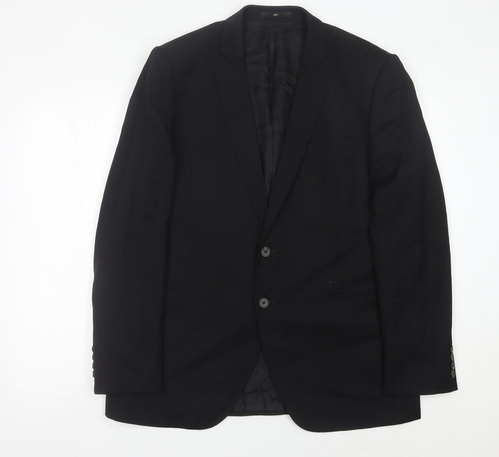 Jaeger Men Black Slim Fit Wool Blazer Jacket 44R Classic