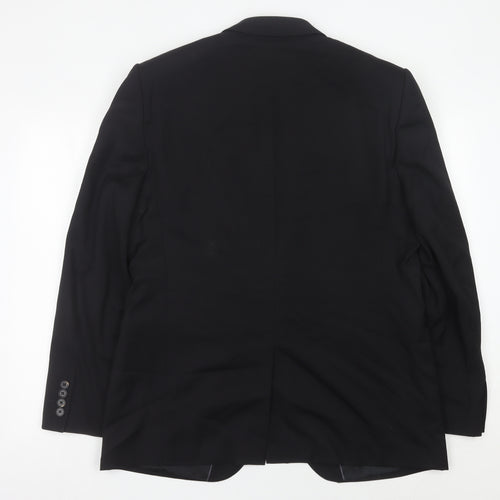 Jaeger Men Black Slim Fit Wool Blazer Jacket 44R Classic