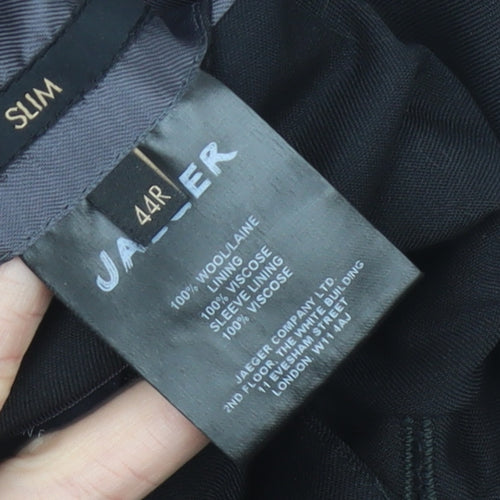 Jaeger Men Black Slim Fit Wool Blazer Jacket 44R Classic