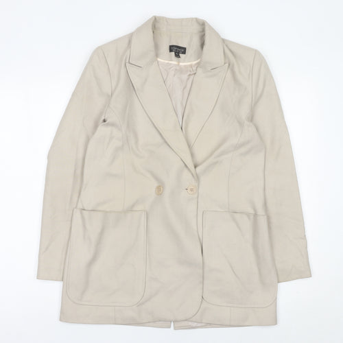 Topshop Women’s Beige UK 10 Double-Breasted Blazer Jacket