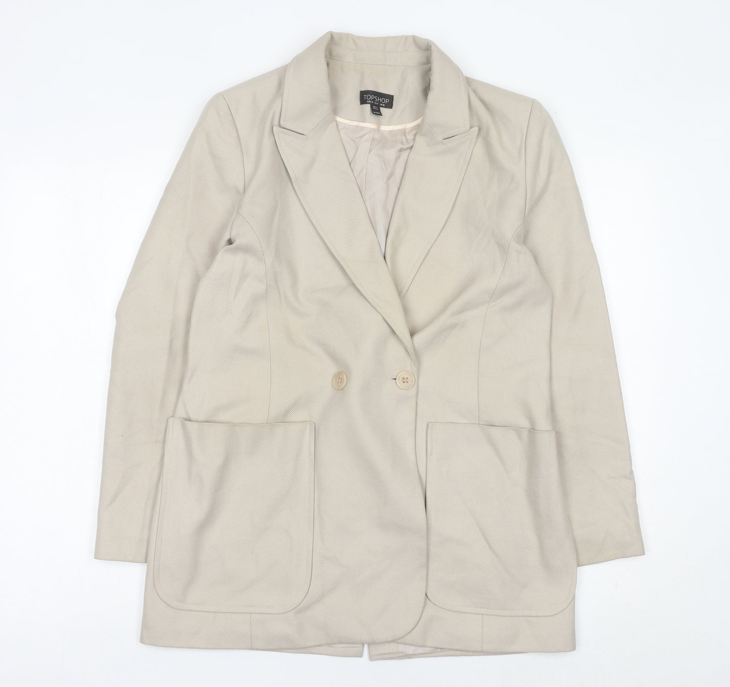 Topshop Women’s Beige UK 10 Double-Breasted Blazer Jacket