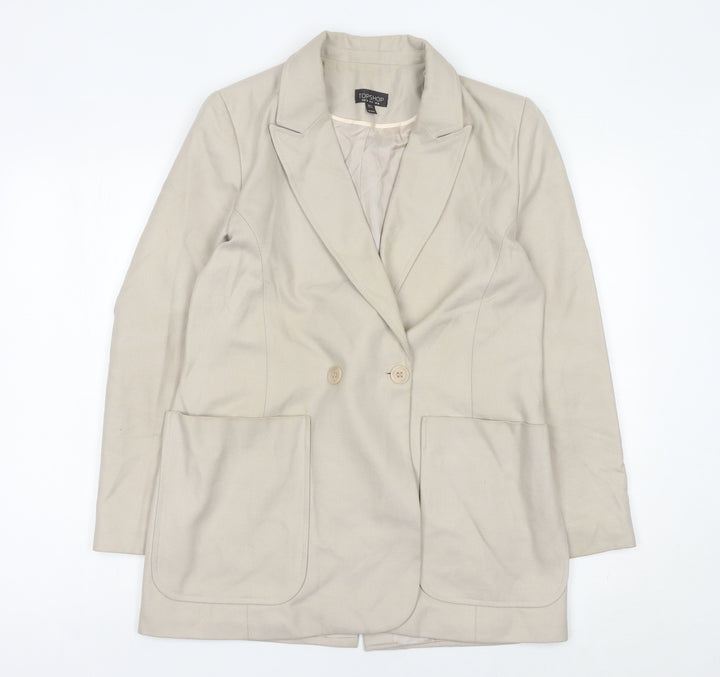Topshop Women’s Beige UK 10 Double-Breasted Blazer Jacket