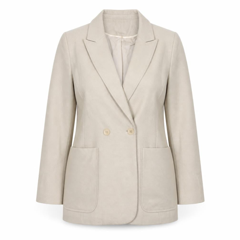 Front view of Topshop Women’s Beige UK 10 Double-Breasted Blazer Jacket