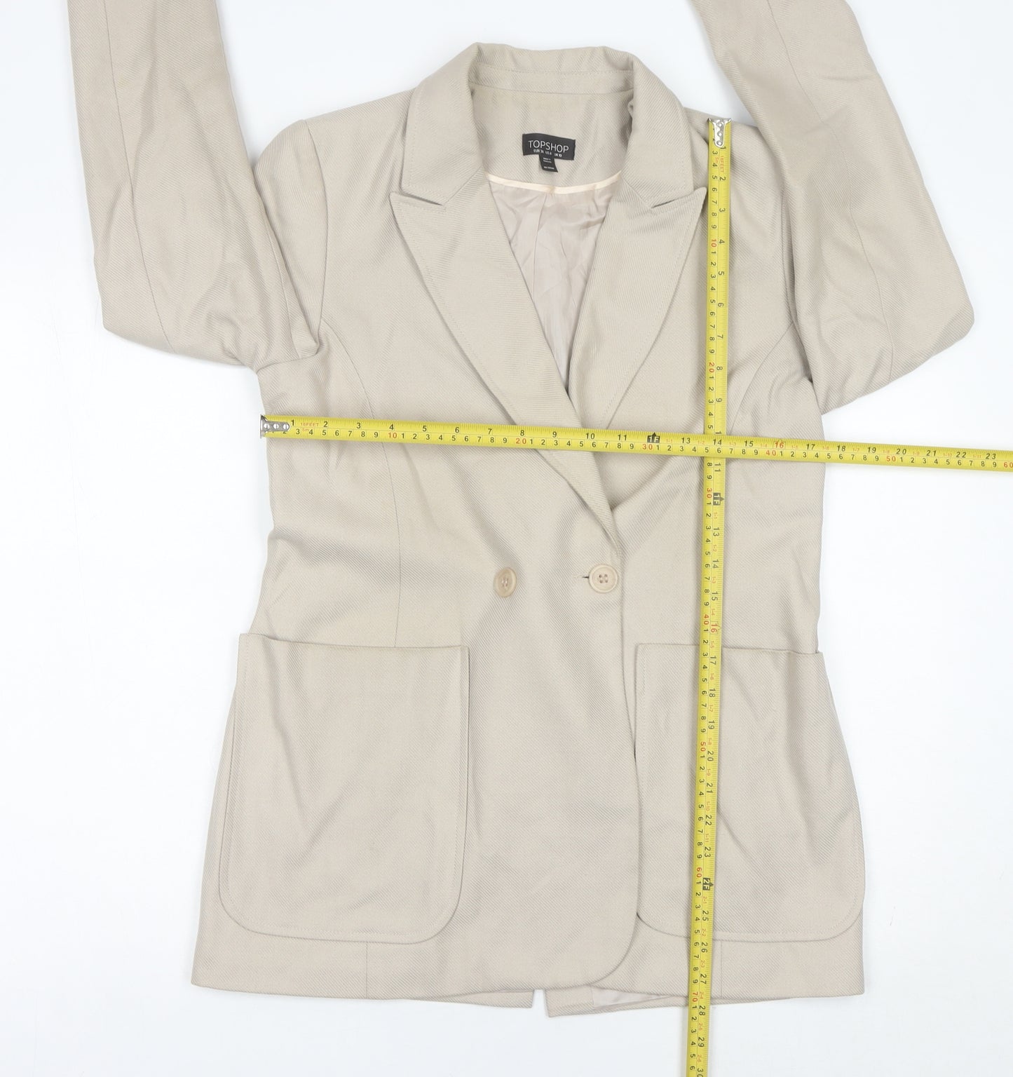 Topshop Women’s Beige UK 10 Double-Breasted Blazer Jacket