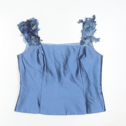 Luis Civit Womens Blue Silk Camisole Tank Top Size 12 Wedding Party
