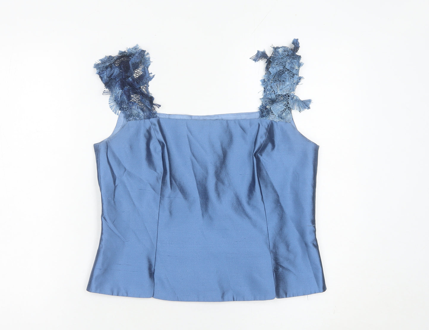 Luis Civit Womens Blue Silk Camisole Tank Top Size 12 Wedding Party