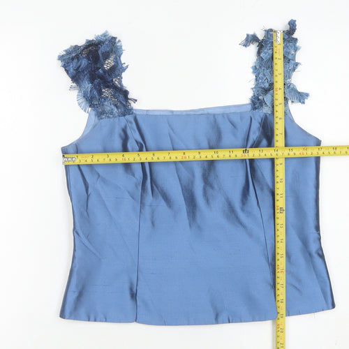 Luis Civit Womens Blue Silk Camisole Tank Top Size 12 Wedding Party