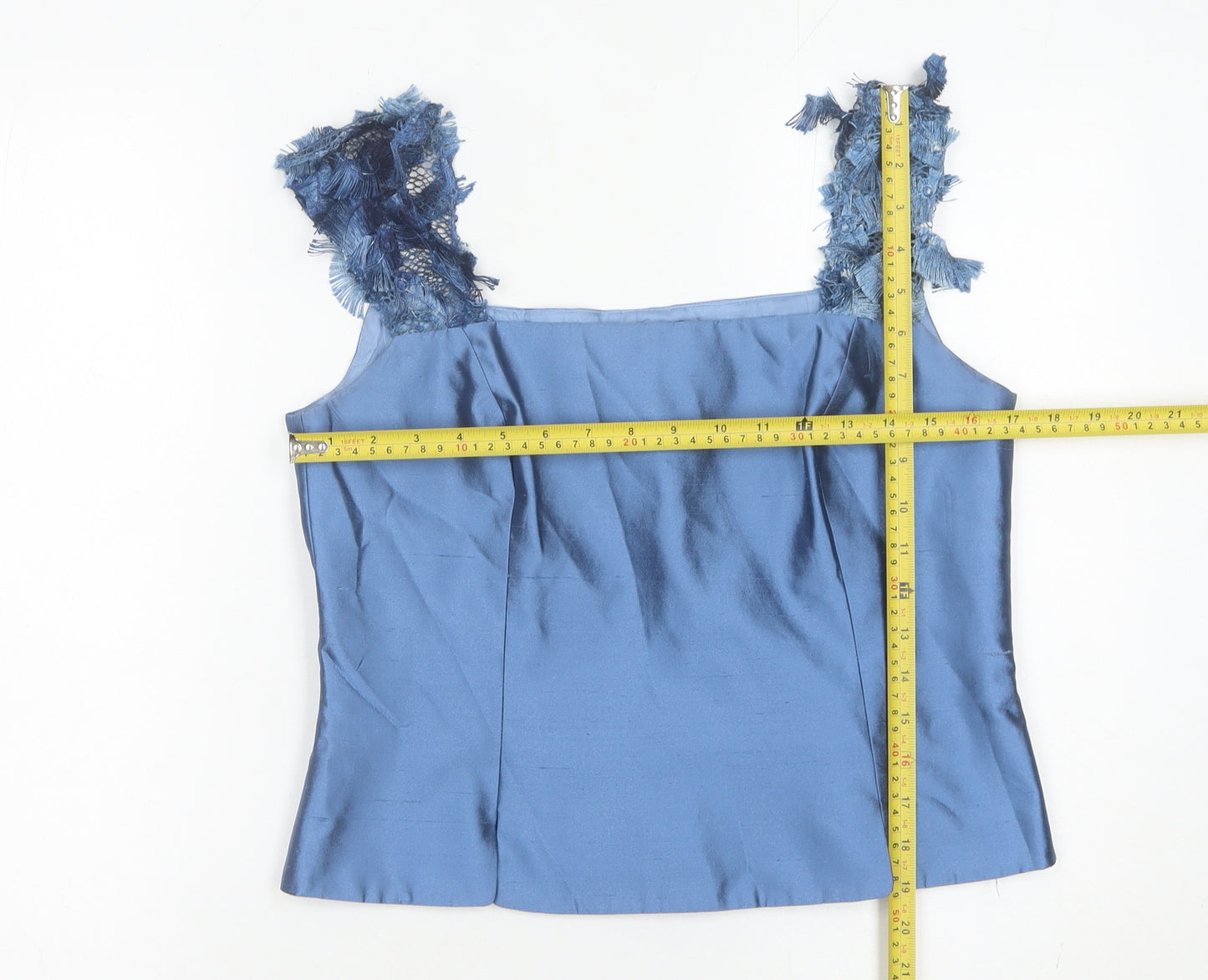 Luis Civit Womens Blue Silk Camisole Tank Top Size 12 Wedding Party