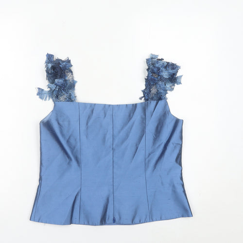 Luis Civit Womens Blue Silk Camisole Tank Top Size 12 Wedding Party