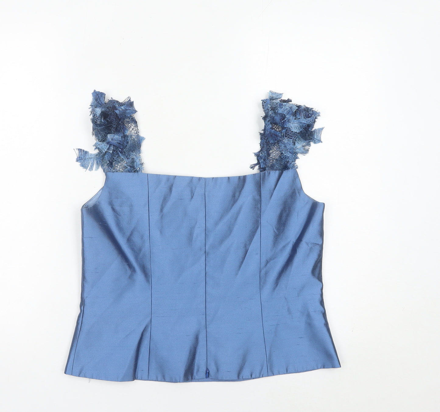 Luis Civit Womens Blue Silk Camisole Tank Top Size 12 Wedding Party