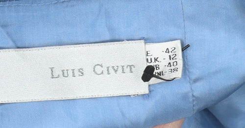 Luis Civit Womens Blue Silk Camisole Tank Top Size 12 Wedding Party
