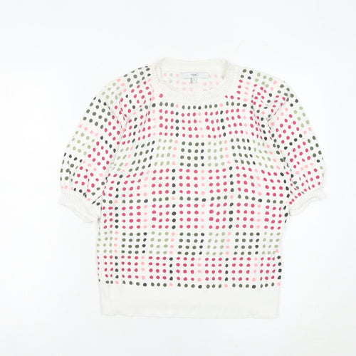 Next Women’s Multicoloured Polka Dot Jumper UK 8 Crew Puff Sleeve