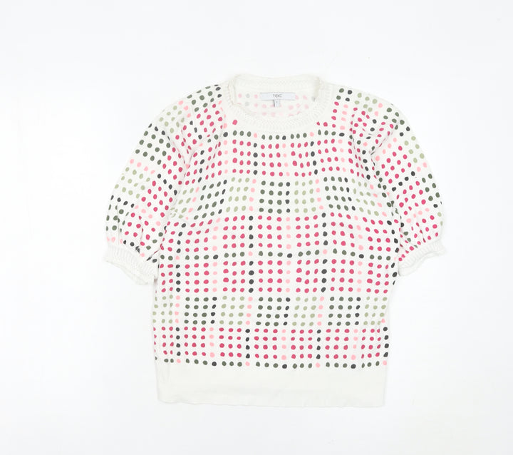 Next Women’s Multicoloured Polka Dot Jumper UK 8 Crew Puff Sleeve
