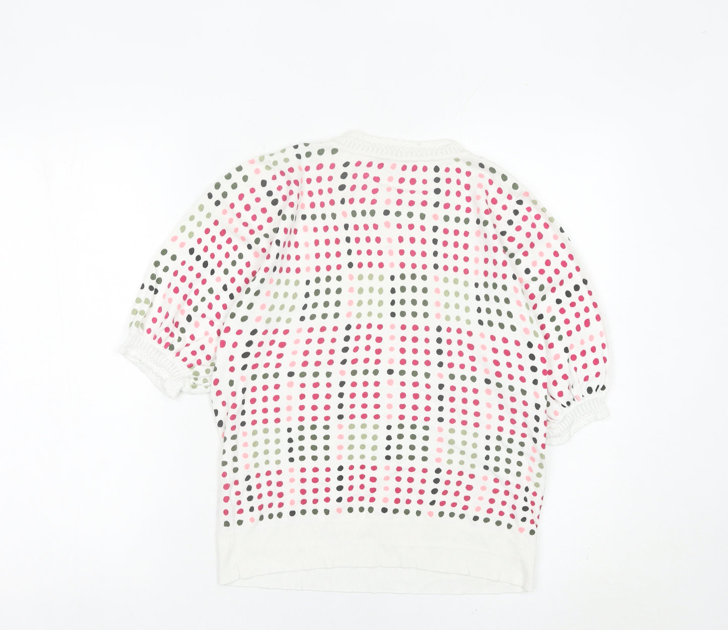 Next Women’s Multicoloured Polka Dot Jumper UK 8 Crew Puff Sleeve