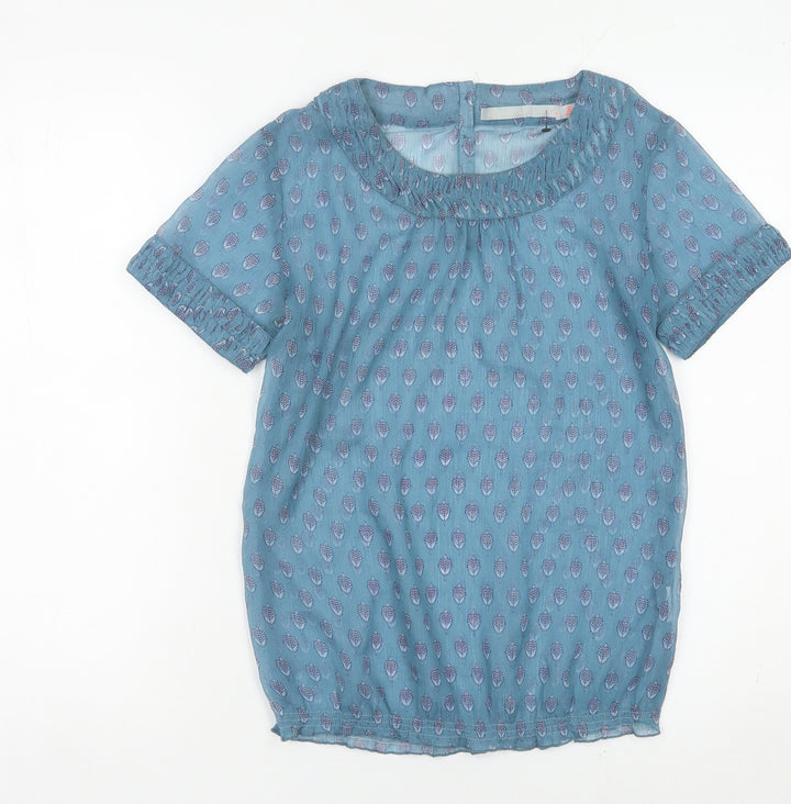 Sfera Women’s Blue Floral Cotton Tunic Blouse S