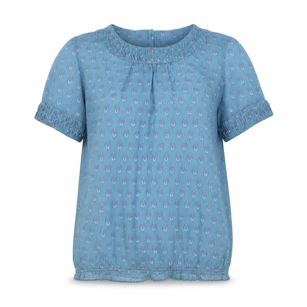 Sfera Women’s Blue Floral Cotton Tunic Blouse S