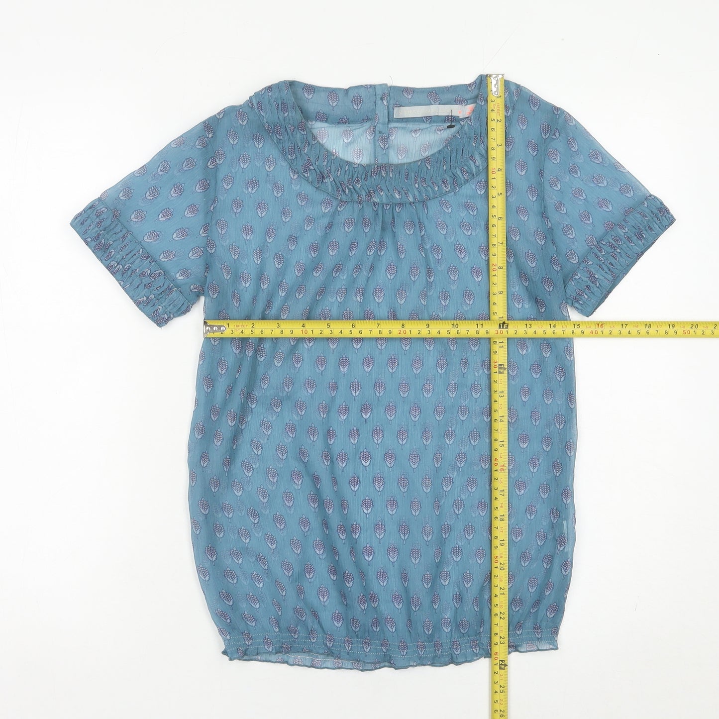 Sfera Women’s Blue Floral Cotton Tunic Blouse S
