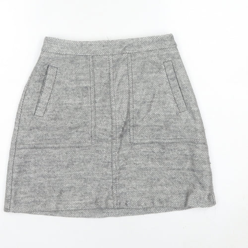 New Look Womens Grey A-Line Knee Length Skirt Size 6 with Pockets