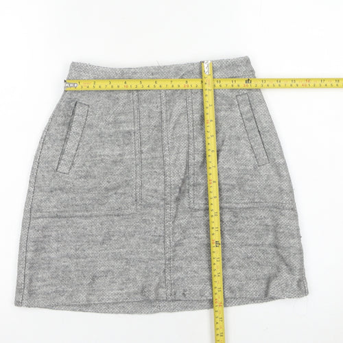 New Look Womens Grey A-Line Knee Length Skirt Size 6 with Pockets