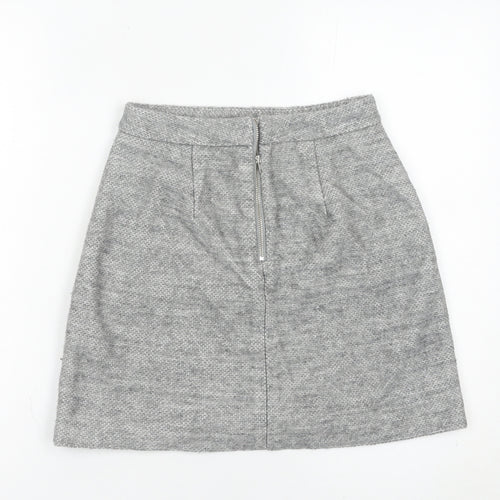 New Look Womens Grey A-Line Knee Length Skirt Size 6 with Pockets