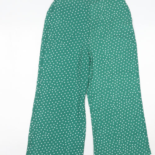 Boohoo Women’s Green Polka Dot Wide-Leg Trousers Size 10