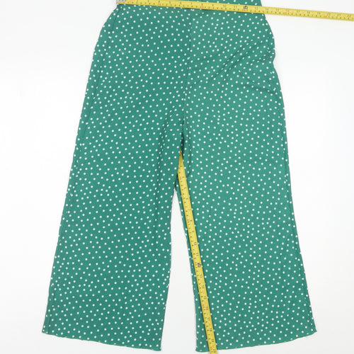 Boohoo Women’s Green Polka Dot Wide-Leg Trousers Size 10