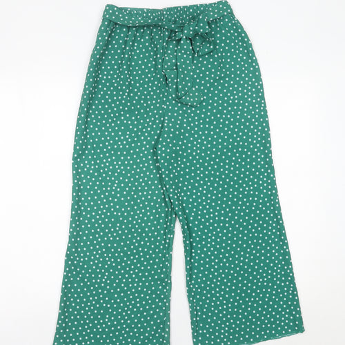 Boohoo Women’s Green Polka Dot Wide-Leg Trousers Size 10