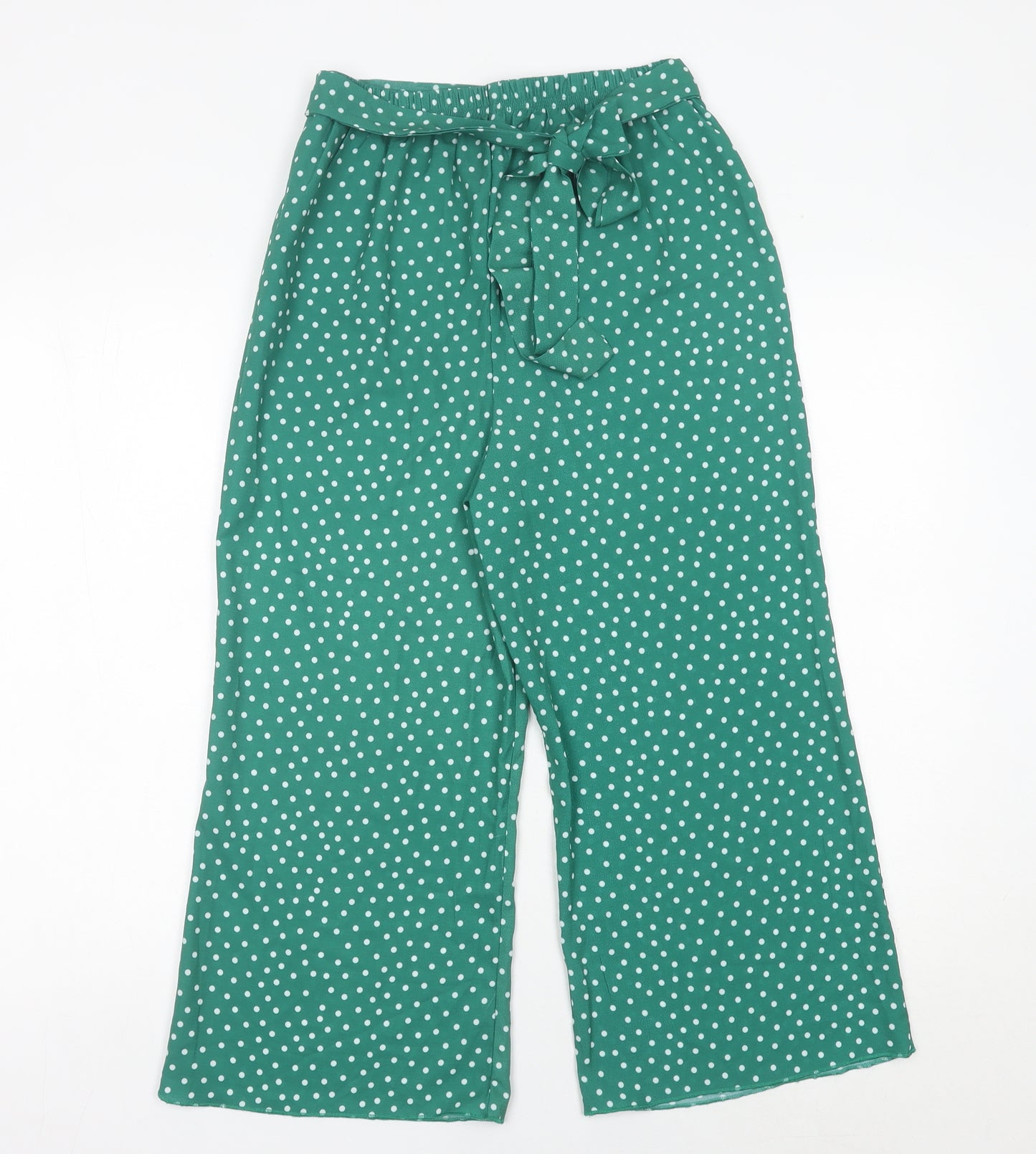 Boohoo Women’s Green Polka Dot Wide-Leg Trousers Size 10