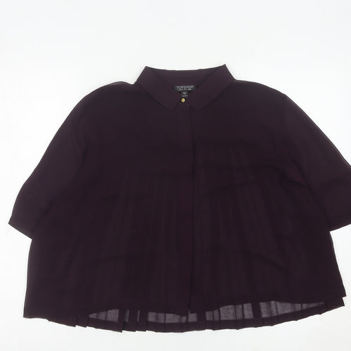 Topshop Women’s Purple Sheer Pleated Tunic Blouse Size 12