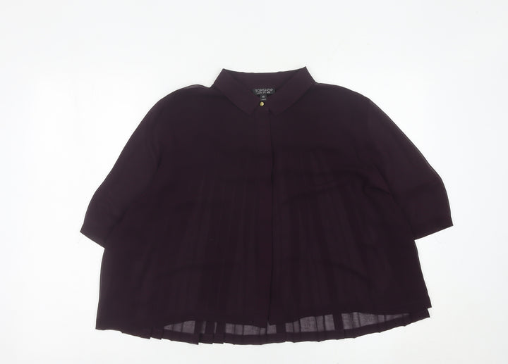 Topshop Women’s Purple Sheer Pleated Tunic Blouse Size 12