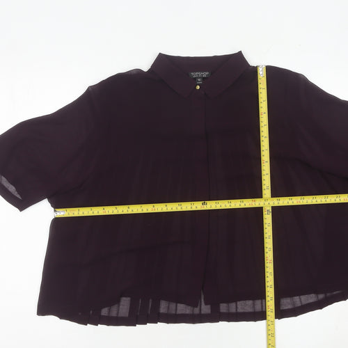 Topshop Women’s Purple Sheer Pleated Tunic Blouse Size 12