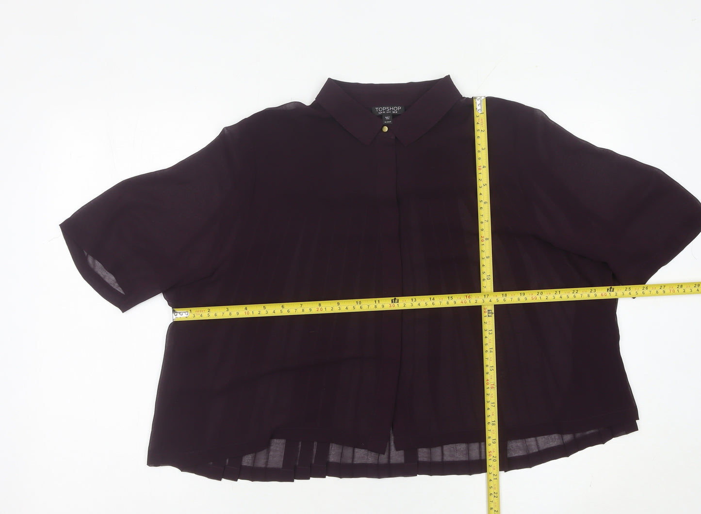Topshop Women’s Purple Sheer Pleated Tunic Blouse Size 12