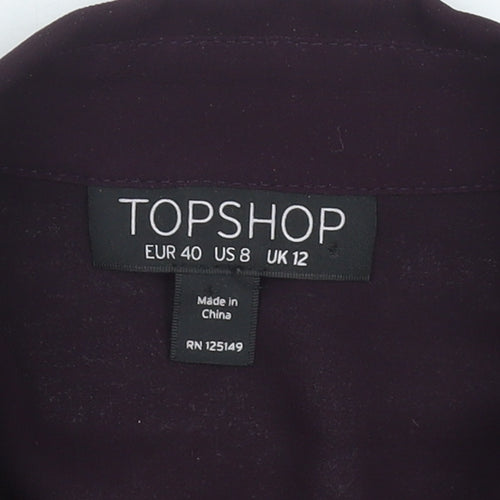 Topshop Women’s Purple Sheer Pleated Tunic Blouse Size 12