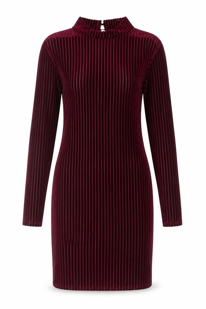 Missguided Women Red Striped Velvet Bodycon Dress Size 8