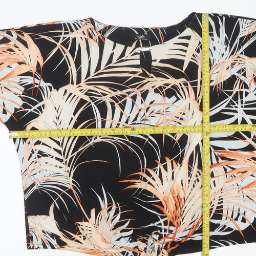 Wallis Womens Multicoloured Tropical Blouse UK 12 Cropped Tie Front