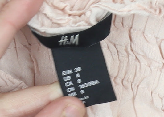 H&M Women’s Pink Off Shoulder Blouse Size 10 Puff Sleeve Tunic
