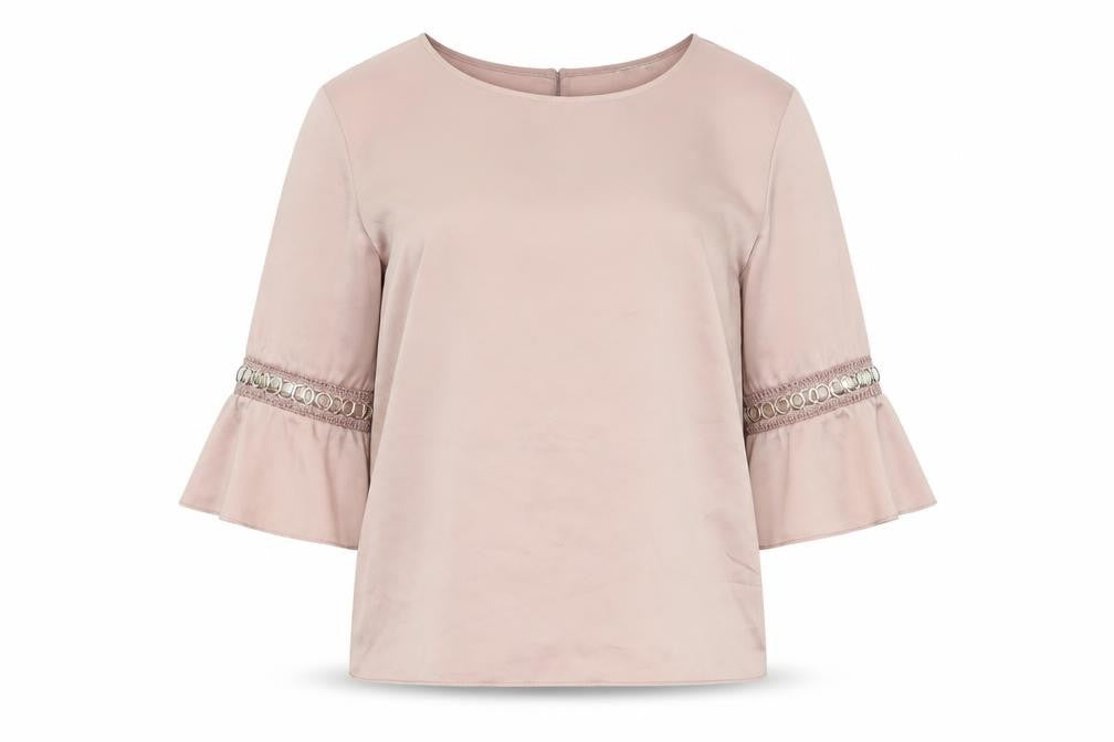 River Island Women Pink Size 12 Bell Sleeve Tunic Blouse