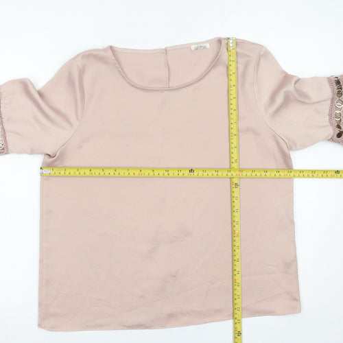 River Island Women Pink Size 12 Bell Sleeve Tunic Blouse