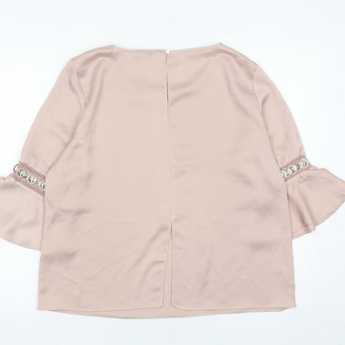 River Island Women Pink Size 12 Bell Sleeve Tunic Blouse