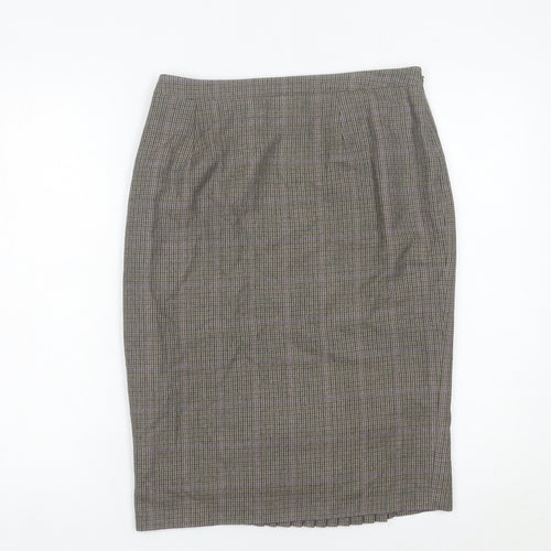Jigsaw Women’s Brown Wool Check Pencil Skirt Size 12 Lined
