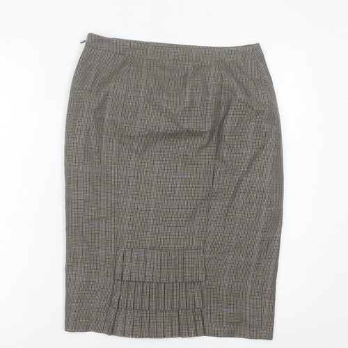Jigsaw Women’s Brown Wool Check Pencil Skirt Size 12 Lined