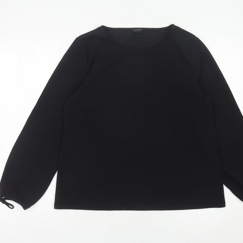 Talbots Women Black Blouse Scoop Neck Long Sleeve Size L