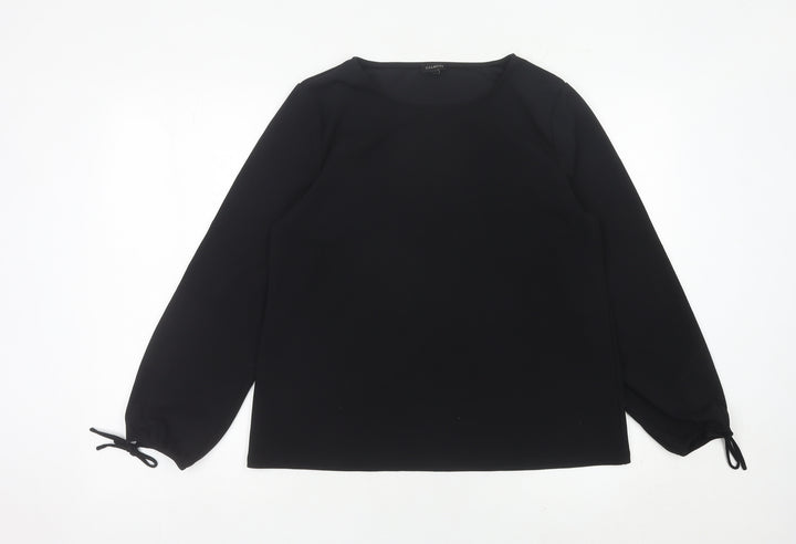 Talbots Women Black Blouse Scoop Neck Long Sleeve Size L