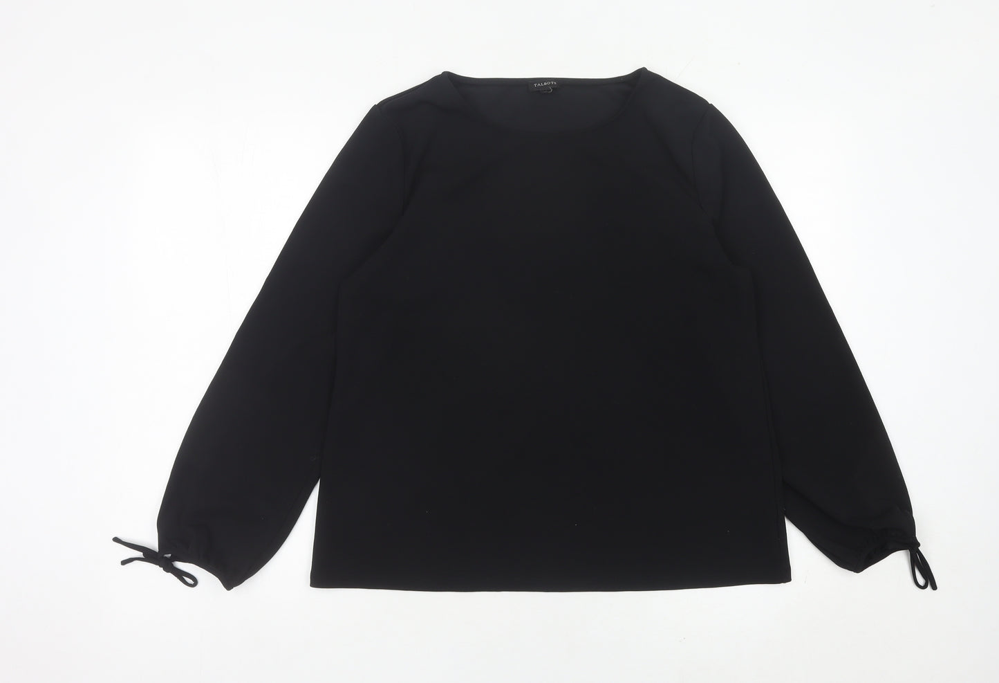 Talbots Women Black Blouse Scoop Neck Long Sleeve Size L