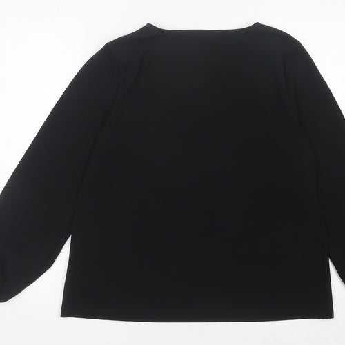 Talbots Women Black Blouse Scoop Neck Long Sleeve Size L