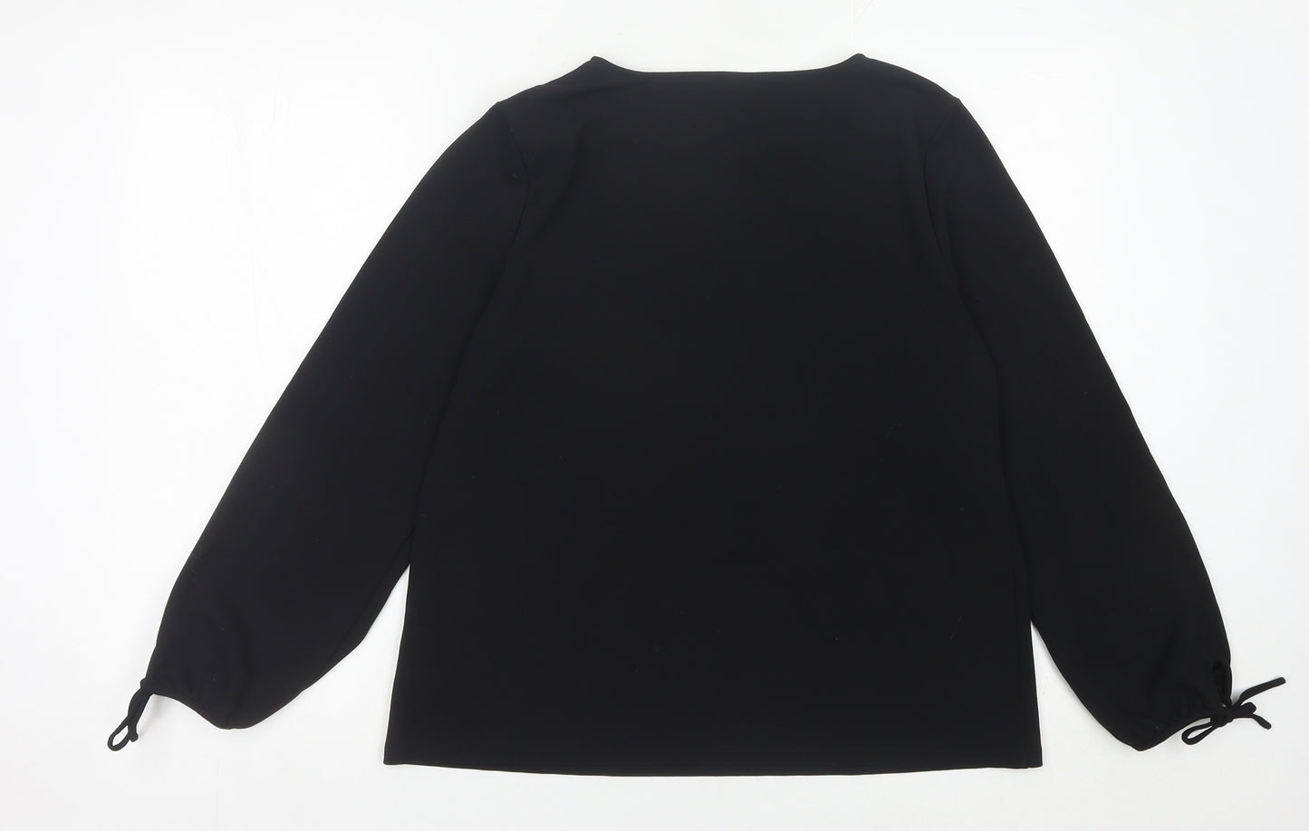 Talbots Women Black Blouse Scoop Neck Long Sleeve Size L