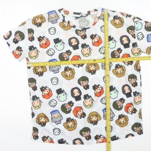 Harry Potter Womens White Cartoon Print T-Shirt M 12/14
