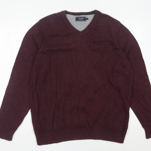Maine New England Men’s Red V-Neck Cotton Jumper Size L