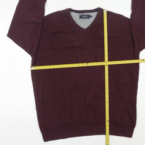 Maine New England Men’s Red V-Neck Cotton Jumper Size L